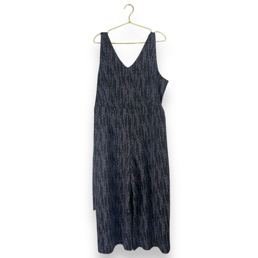 Apt. 9 Jumpsuit Culotte Wide Leg V-Neck Black Purple Sparkle XL